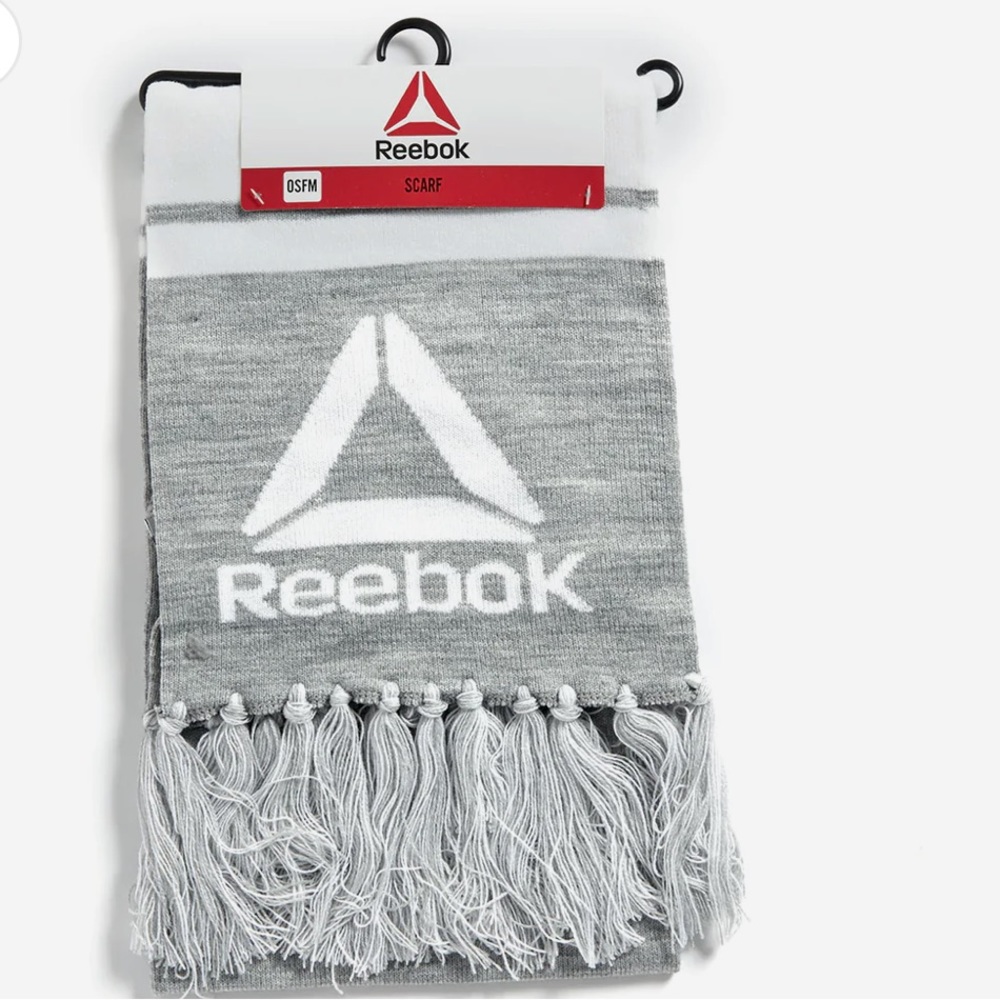 Reebok Unisex Gray White Combo Rally Scarf With Logo, NWT